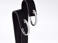 18k witgouden oorhangers, 26 diamanten 0.60 ct - afbeelding 7 van  9