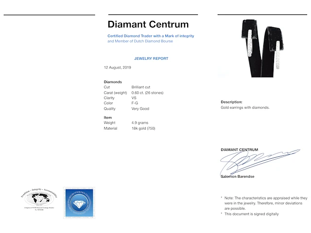 18k witgouden oorhangers, 26 diamanten 0.60 ct - afbeelding 9 van  9