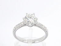 18k witgouden ring, moissaniet 1.00 ct en diamant 0.30 ct - afbeelding 1 van  8