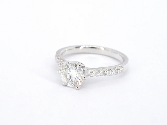 18k witgouden ring, moissaniet 1.00 ct en diamant 0.30 ct - afbeelding 5 van  8