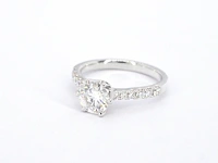 18k witgouden ring, moissaniet 1.00 ct en diamant 0.30 ct - afbeelding 5 van  8