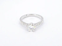 18k witgouden ring, moissaniet 1.00 ct en diamant 0.30 ct - afbeelding 6 van  8