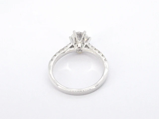 18k witgouden ring, moissaniet 1.00 ct en diamant 0.30 ct - afbeelding 7 van  8