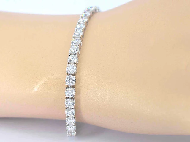 18k witgouden tennisarmband briljant 10.00 ct - afbeelding 2 van  6