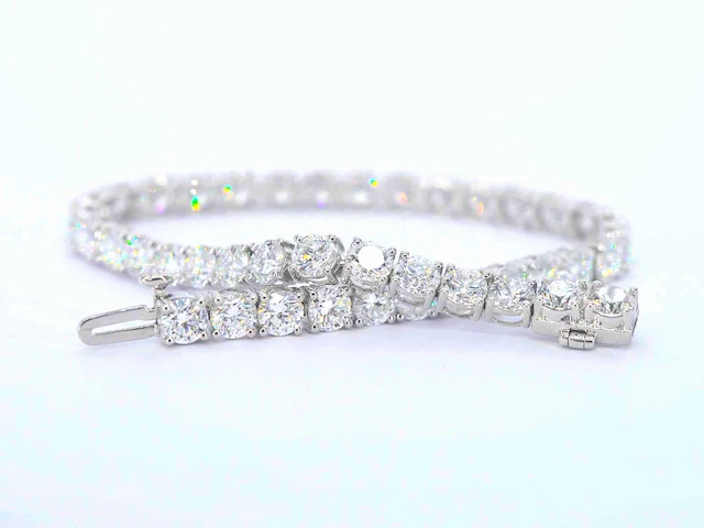 18k witgouden tennisarmband briljant 10.00 ct - afbeelding 4 van  6