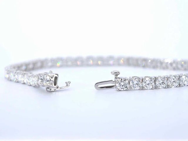 18k witgouden tennisarmband briljant 10.00 ct - afbeelding 5 van  6