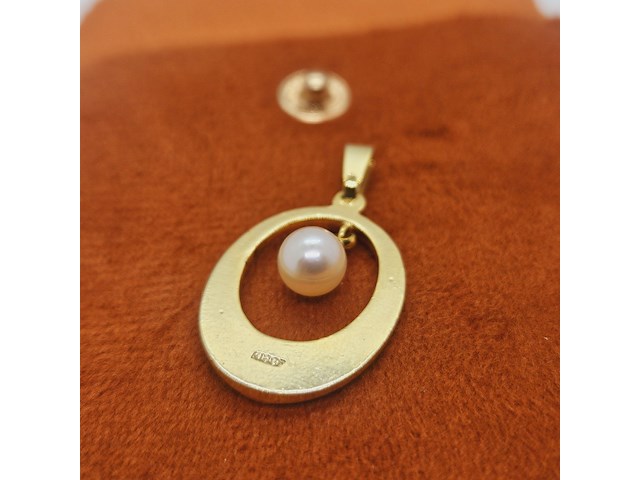 18kt goldfilled pendant hanger met parel - afbeelding 3 van  4