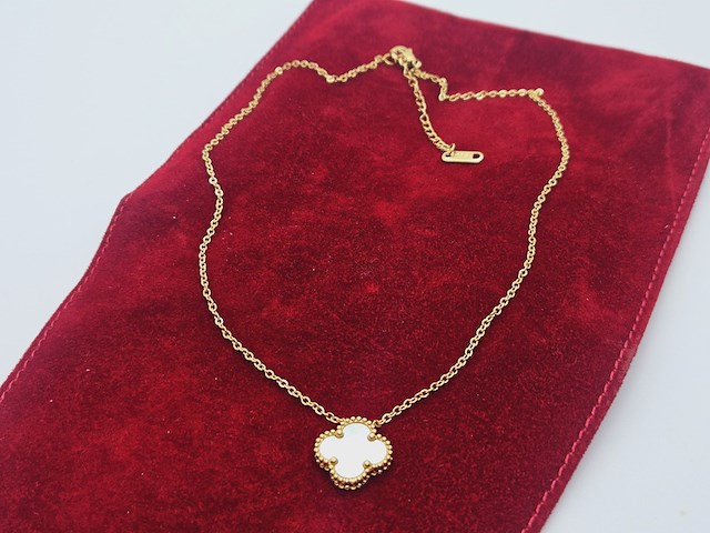 18kt goldplated juweliersketting met alhambra parelmoer pendant - afbeelding 2 van  5
