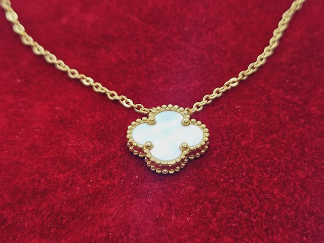 18kt goldplated juweliersketting met alhambra parelmoer pendant - afbeelding 3 van  5