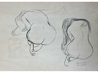 1901-1902 tekening op papier gustav klimt ‘studies for sitting nudes’ - afbeelding 1 van  4