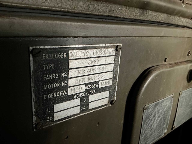 1942 willys jeep legervoertuig - afbeelding 14 van  20