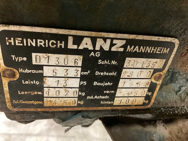 1958 lanz bulldog d1306 oldtimer tractor - afbeelding 4 van  14