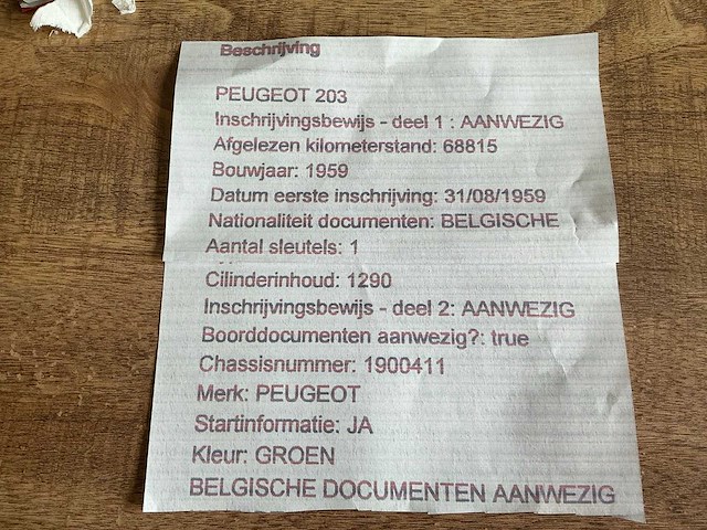 1959 peugeot coupe 203c oldtimer - afbeelding 5 van  8