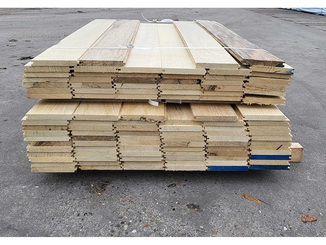 19.6 m2 afrikaans eiken vloerdelen 18x135mm, lengte 120 en 150 cm - afbeelding 3 van  6