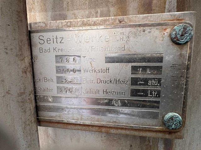 1960 - seitz werke - t86 275 ltr - proces-/filtervat - afbeelding 12 van  13