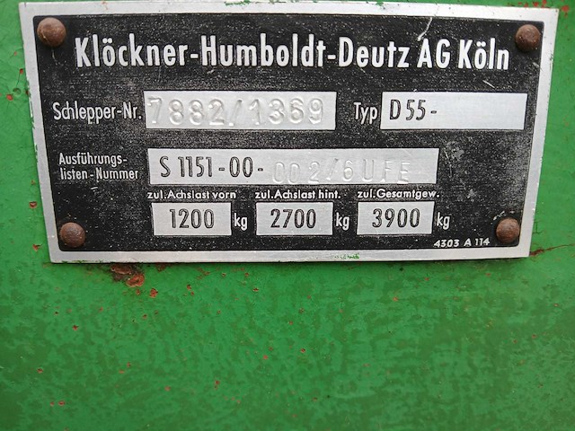 1963 deutz d55 oldtimer tractor - afbeelding 10 van  18