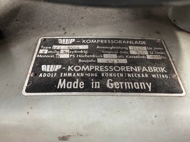 1964 alup zka 1500 zuigercompressor - afbeelding 4 van  15