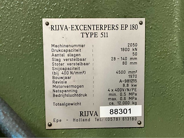 1970 rijva ep 180 type 511 excenterpers - afbeelding 19 van  26