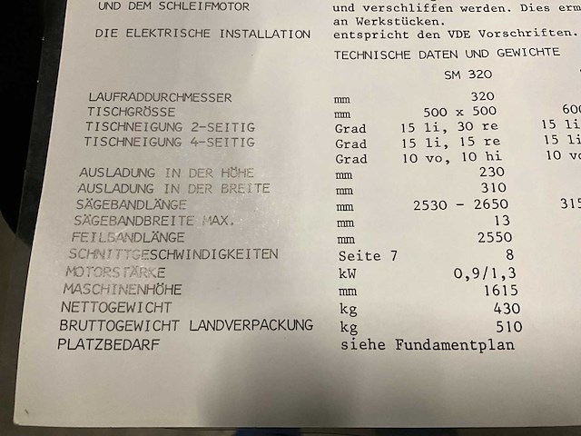 1972 mössner rekord sm320 verticale lintzaagmachine - afbeelding 6 van  15