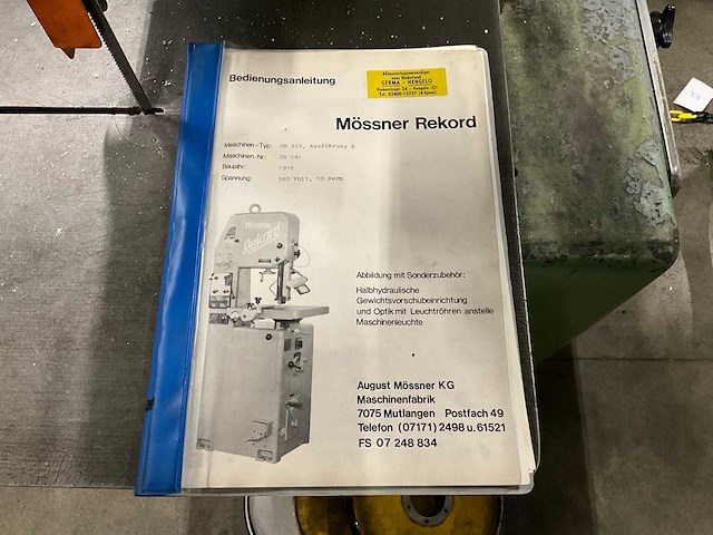 1972 mössner rekord sm320 verticale lintzaagmachine - afbeelding 3 van  17