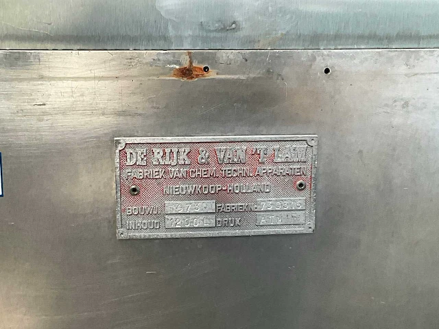 1973 de rijk & van t lam rvs mengtank (circa 1200liter) - afbeelding 8 van  9