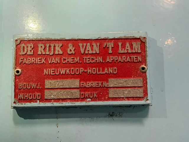 1973 de rijk&van ‘t lam opslagtank 33000 liter - afbeelding 2 van  8