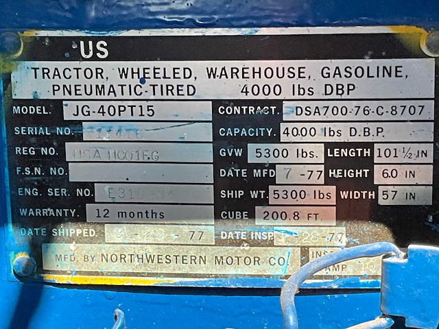 1977 northwestern motor jg-40pt15 trekker - afbeelding 5 van  13
