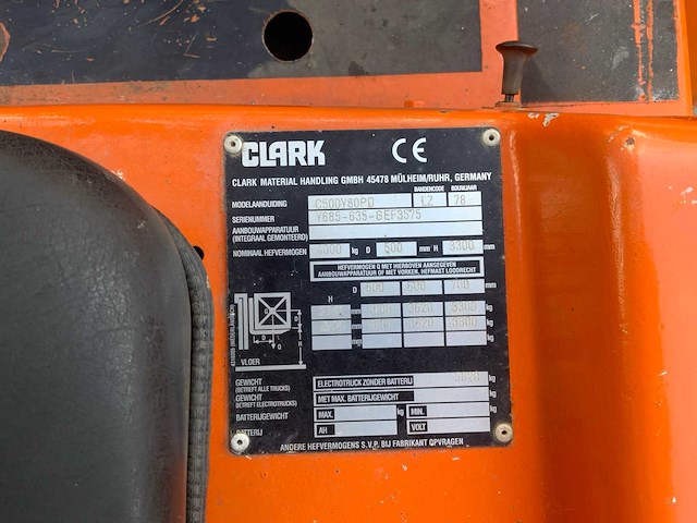 1978 clark c500y80pd vorkheftruck - afbeelding 13 van  20