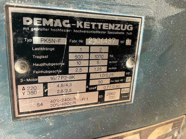 1978 demag pk5n-f kettingtakel met loopkat - afbeelding 3 van  3