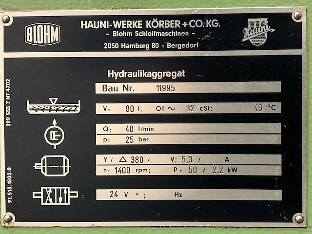 1980 blohm / hauni hfs 512 vlakslijpmachine - afbeelding 26 van  33