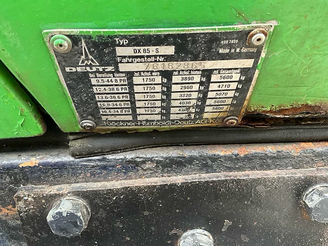 1980 deutz-fahr dx85 tweewielaangedreven landbouwtractor - afbeelding 7 van  34