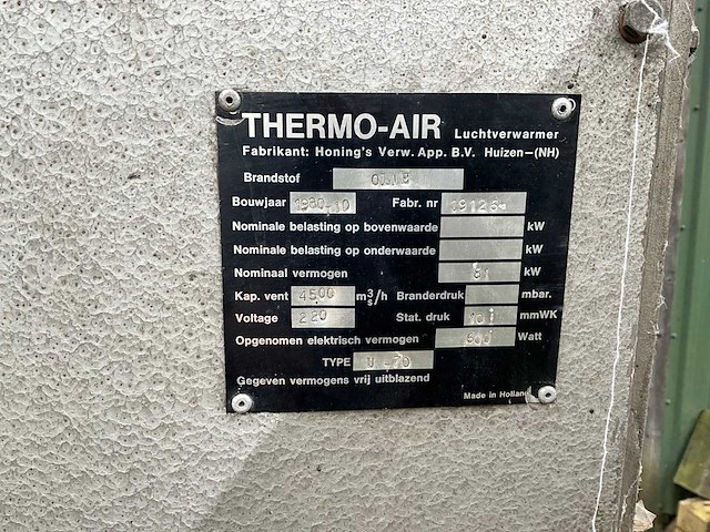 1980 thermo-air u-70 industriële verwarmingsinstallatie - afbeelding 4 van  5