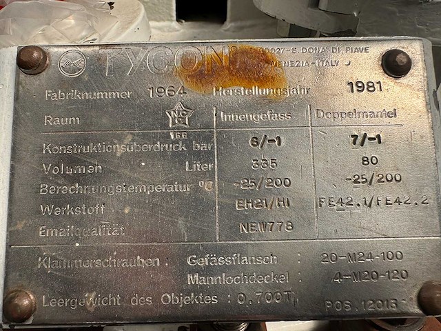 1981 - tycon - email/glasbekleed - omhulde procesreactor - afbeelding 4 van  15