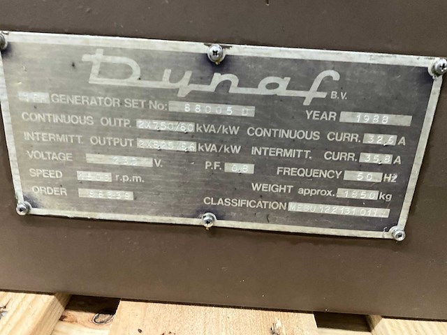 1983 dynaf 88005d noodstroomaggregaat - afbeelding 7 van  7