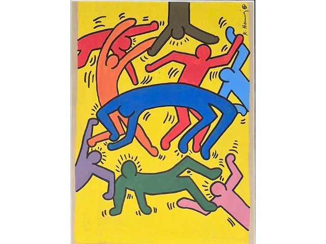 1984 gouache keith haring ‘zt’ - afbeelding 1 van  6