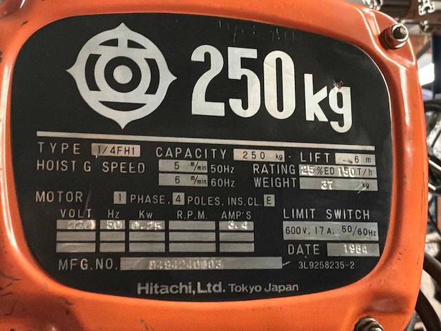 1984 hitachi 1/4fh1 elektrische kettingtakel - afbeelding 2 van  2