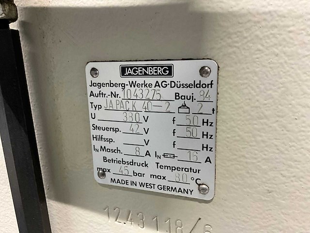 1984 jagenberg japack 40-2 verpakkingsmachine (c) - afbeelding 3 van  12