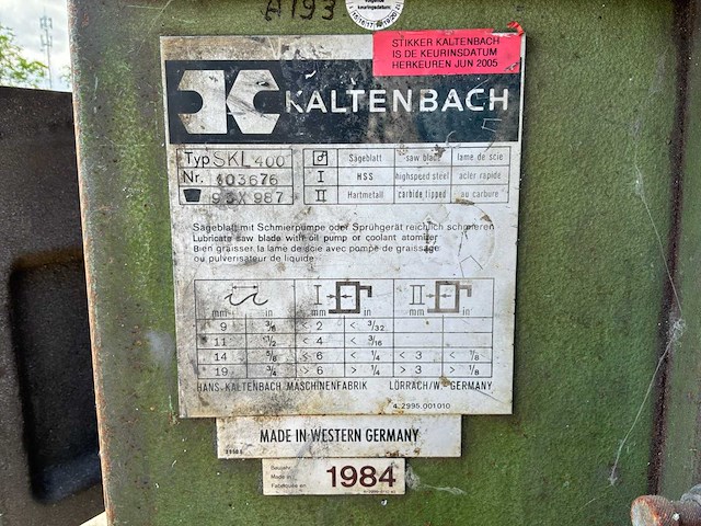1984 kaltenbach skl-400 afkortcirkelzaagmachine - afbeelding 18 van  19