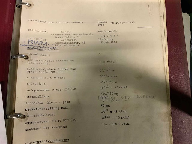 1984 raster hr 30/550 nl-b mechanische stansautomaat - afbeelding 2 van  10
