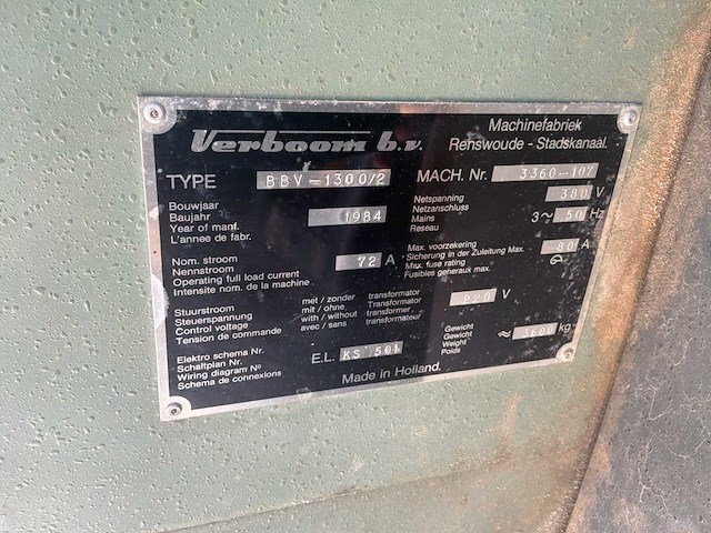 1984 verboom bbv-1300/2 breedbandschuurmachine - afbeelding 5 van  17
