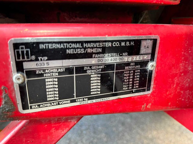 1985 case international 633 tweewielaangedreven landbouwtractor - afbeelding 5 van  13
