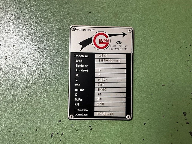 1985 geuma ehp-13-he hydraulische pers - afbeelding 8 van  8