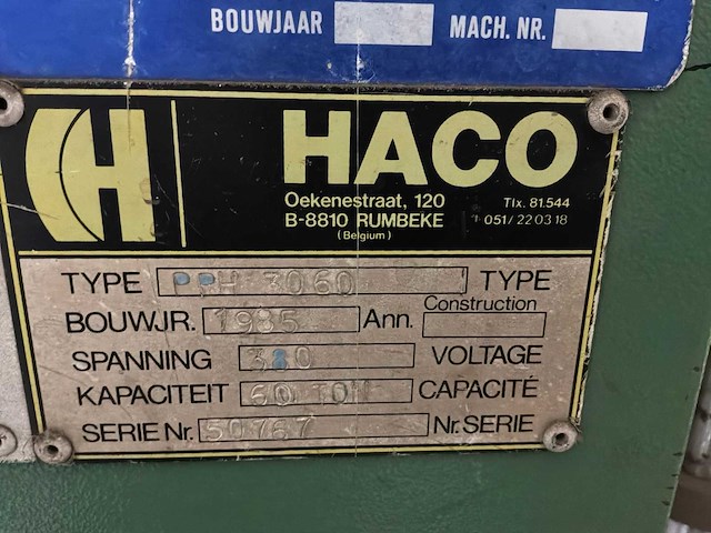 1985 haco pph 3060 kantbank - afbeelding 9 van  17
