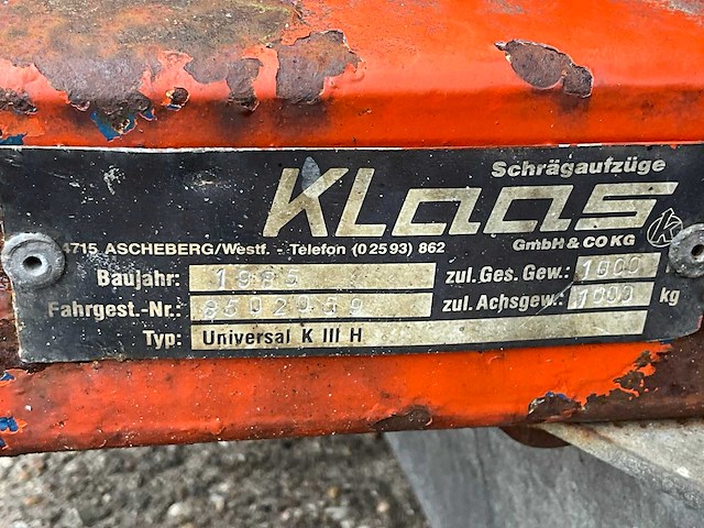 1985 klaas universal k iii h bouwlift - afbeelding 12 van  12