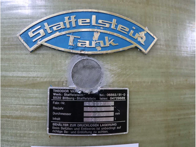 1985 staffelstein verticale opslagtank (12500liter) (2x) - afbeelding 7 van  7