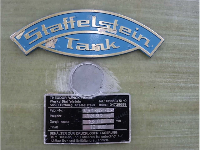 1985 staffelstein verticale opslagtank (12500liter) (2x) - afbeelding 7 van  8