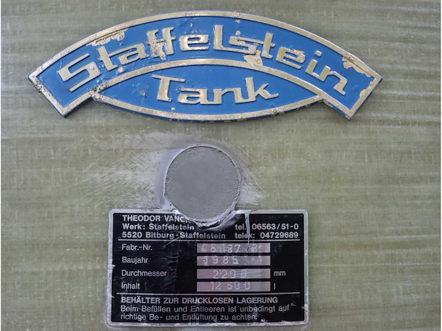 1985 staffelstein verticale opslagtank (12500liter) (2x) - afbeelding 8 van  8