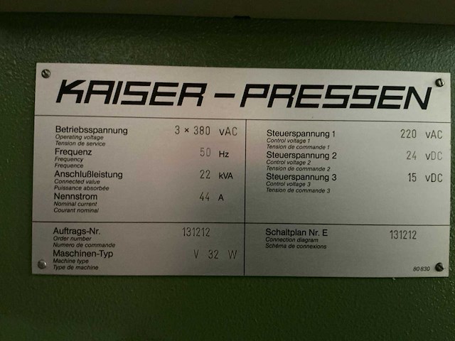 1986 - kaiser - v32w / 680 - high speed press - afbeelding 22 van  29