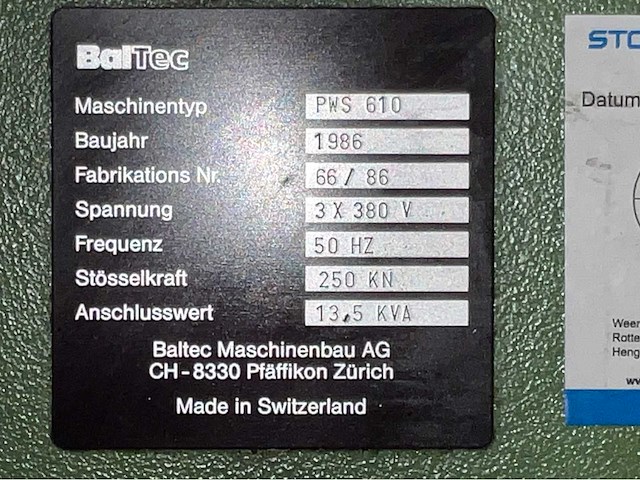 1986 baltec pws 610 ponsmachine - afbeelding 27 van  33