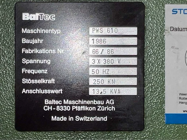 1986 baltec pws 610 ponsmachine - afbeelding 32 van  38